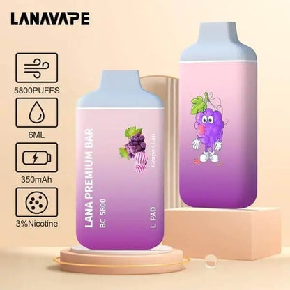 SGVape-LANA-PREMIUM-BAR-5800-PUFFS-GRAPE-GUM-SG-Vape-Hub